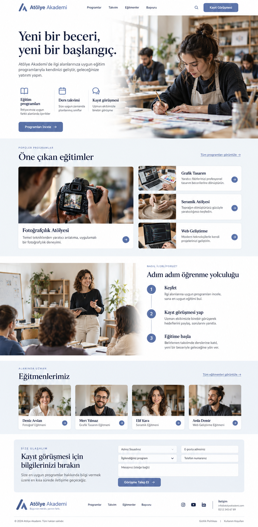 Eğitim & kurs site tasarımı önizlemesi