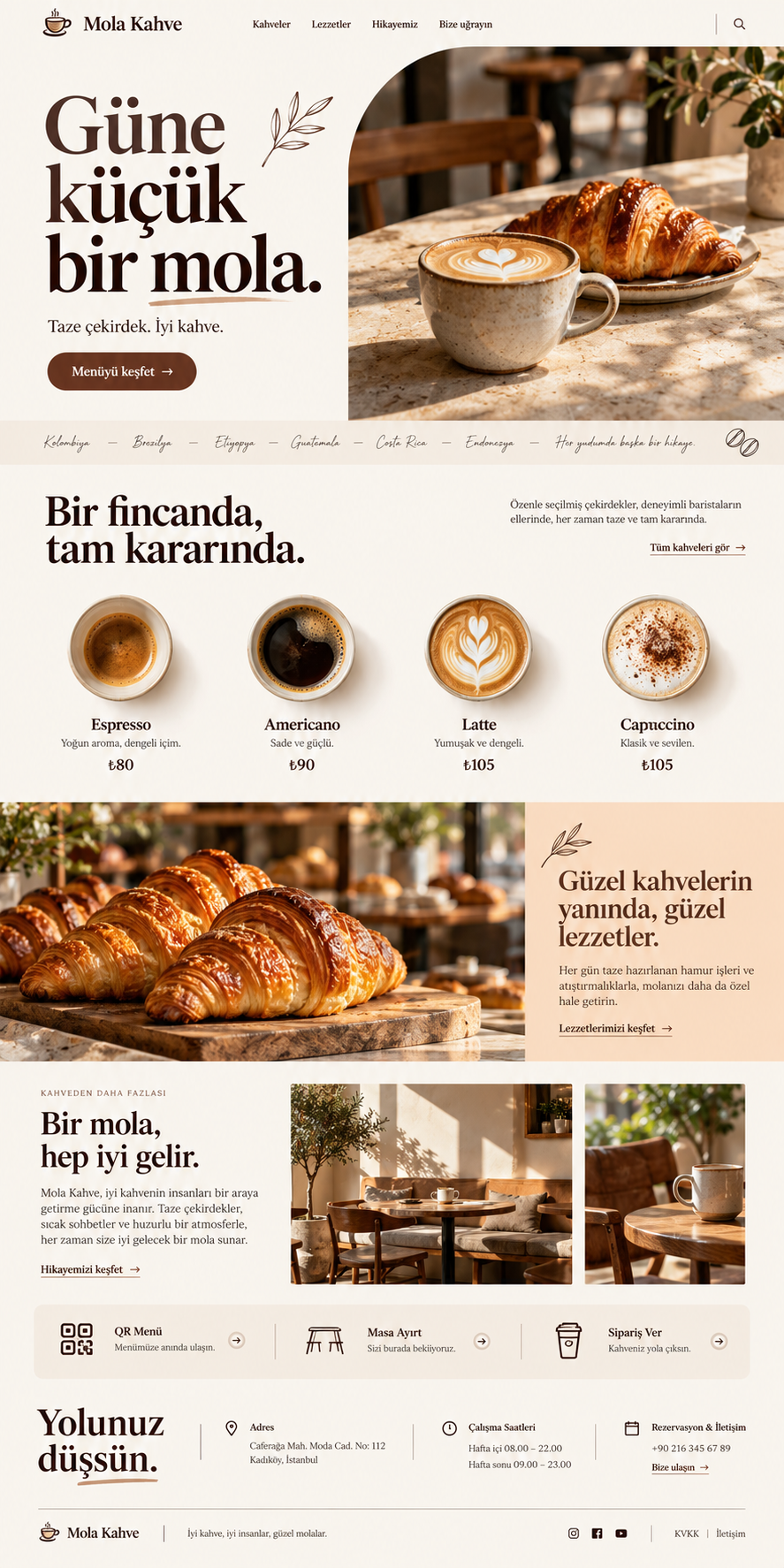 Kafe site tasarımı önizlemesi