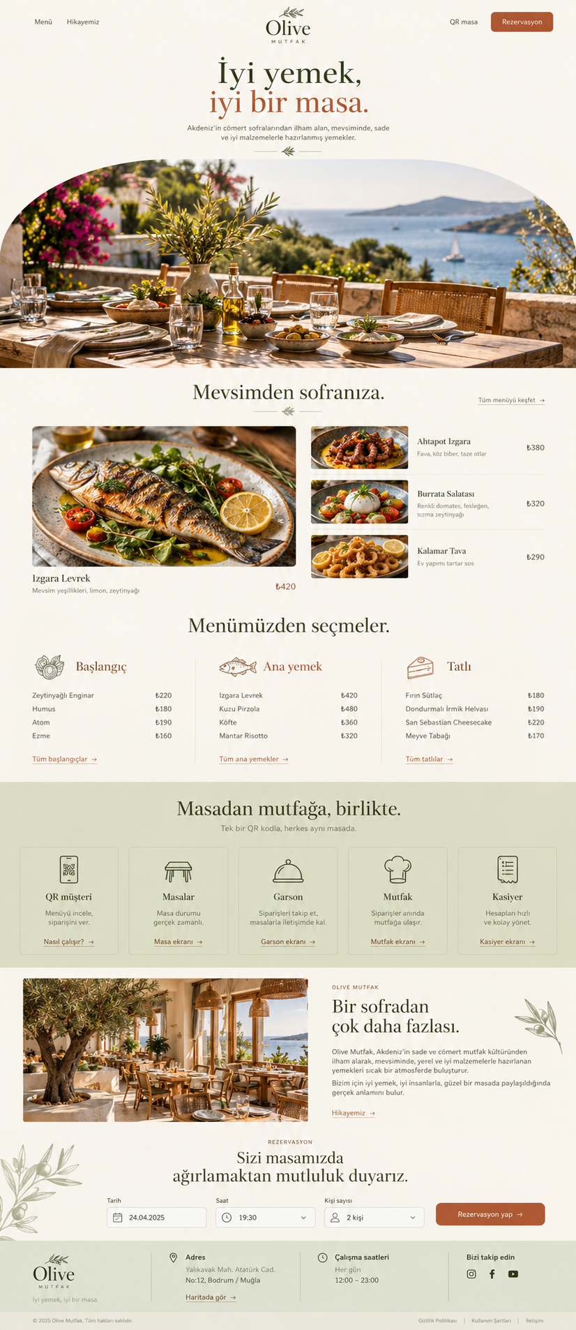 Restoran site tasarımı önizlemesi