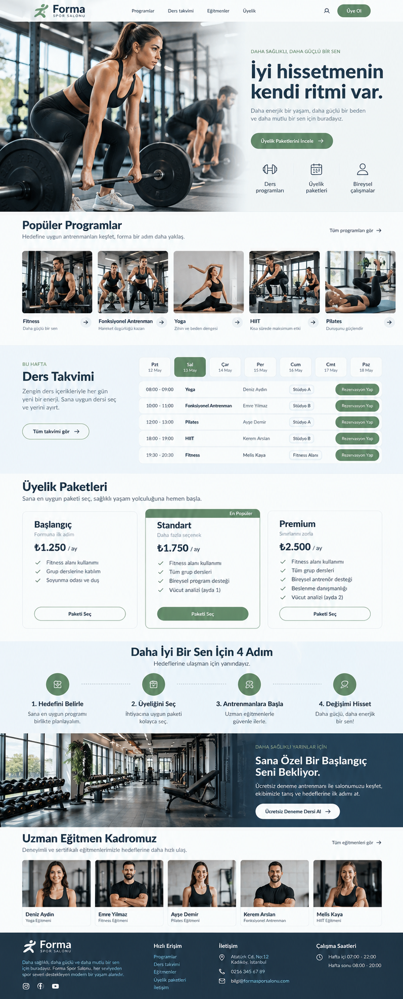 Spor Salonu site tasarımı önizlemesi