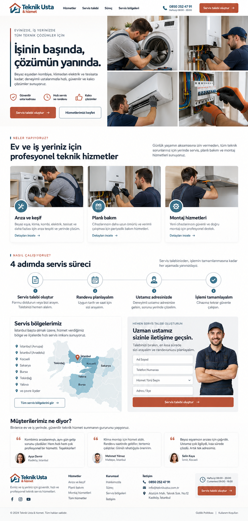 Usta & hizmet site tasarımı önizlemesi